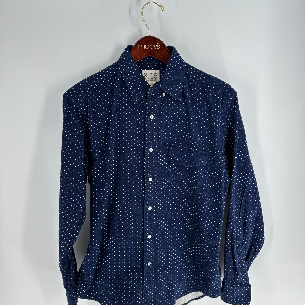 8.15 August Fifteenth Polka Dot Flannel Button Down Shirt‎ Navy Blue Size M